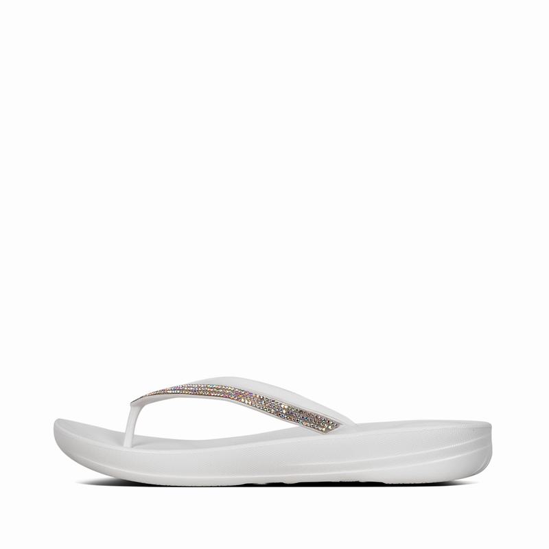 FitFlop Iqushion Sparkle Weiß - FitFlop Flip Flops Damen Sale [WDHV-43258]